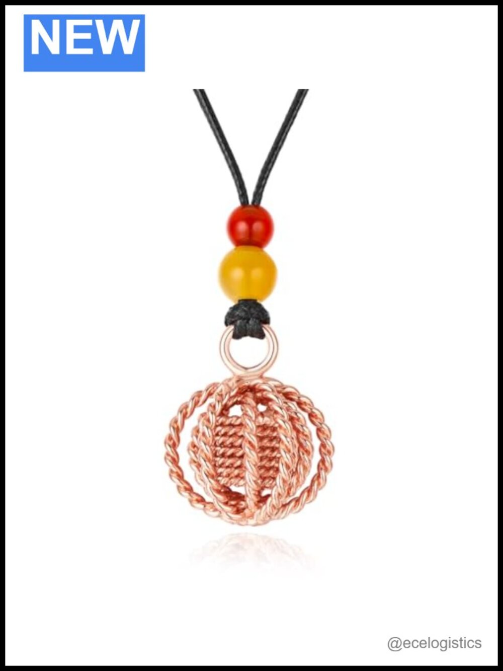 Copper Energy Sphere Pendant Necklace Sacred Geometry Gold Plated